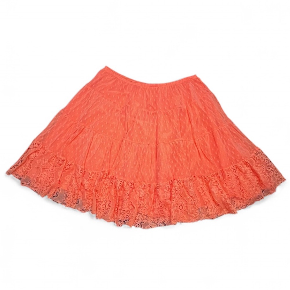 Free People Intimate Coral/Orange Lace Skirt, M